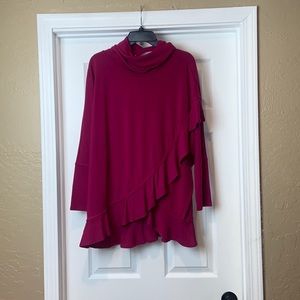 Chelsea & Theodore Fuchsia Cowl Neck Sweater